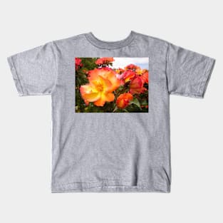 Red Yellow Orange Roses Kids T-Shirt